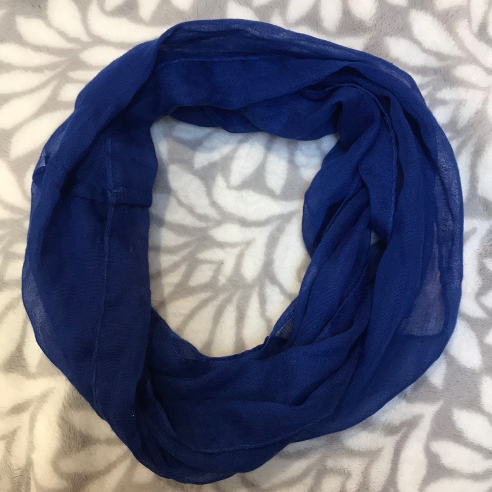 Blue scarf and multicolored scarf with patterns